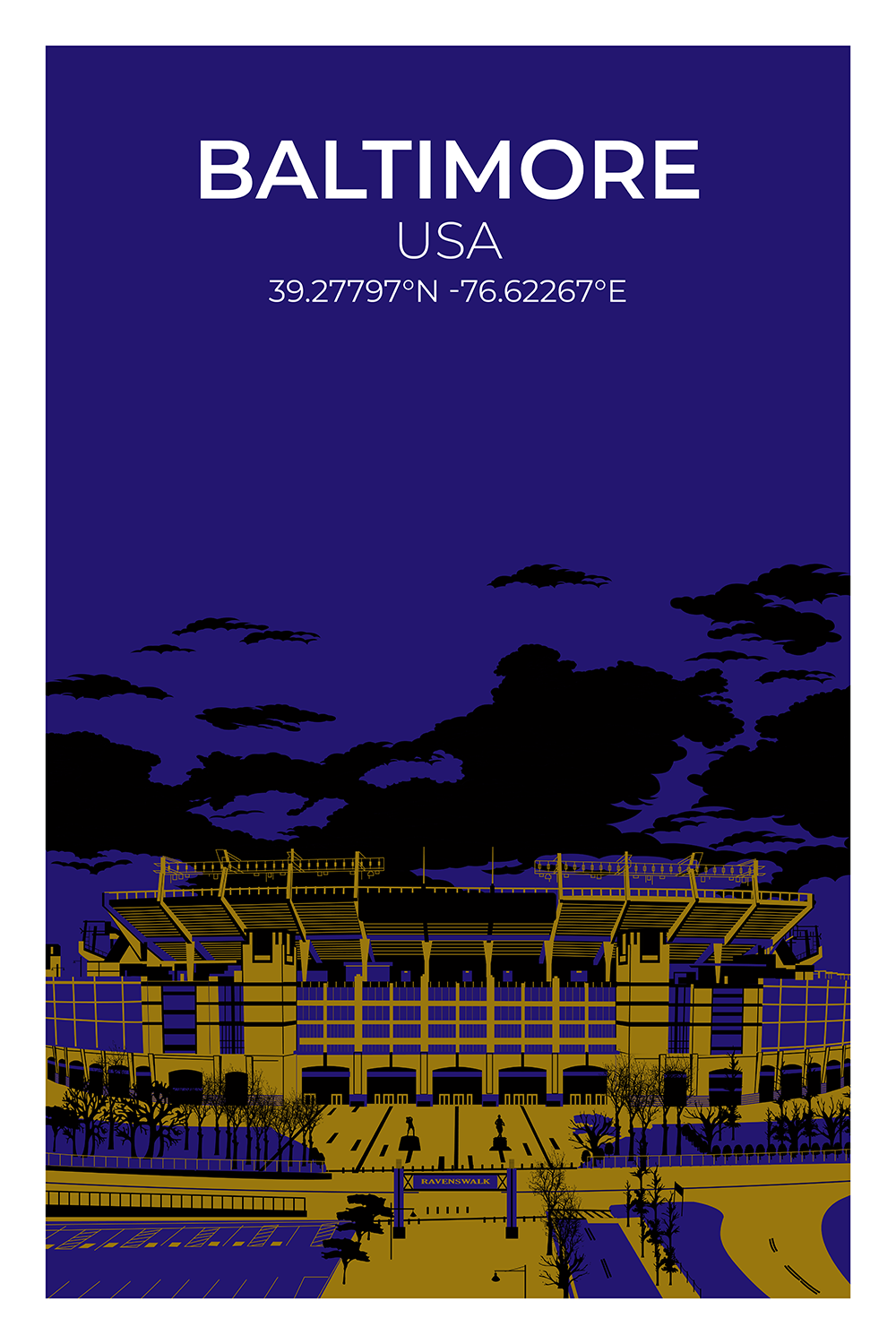 Stadion Illustration Poster Baltimore