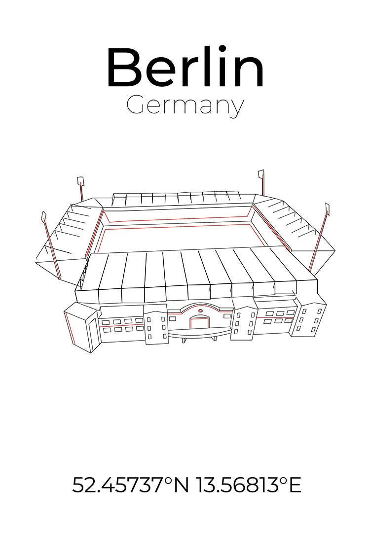 Stadion Poster Berlin, Line Art Print