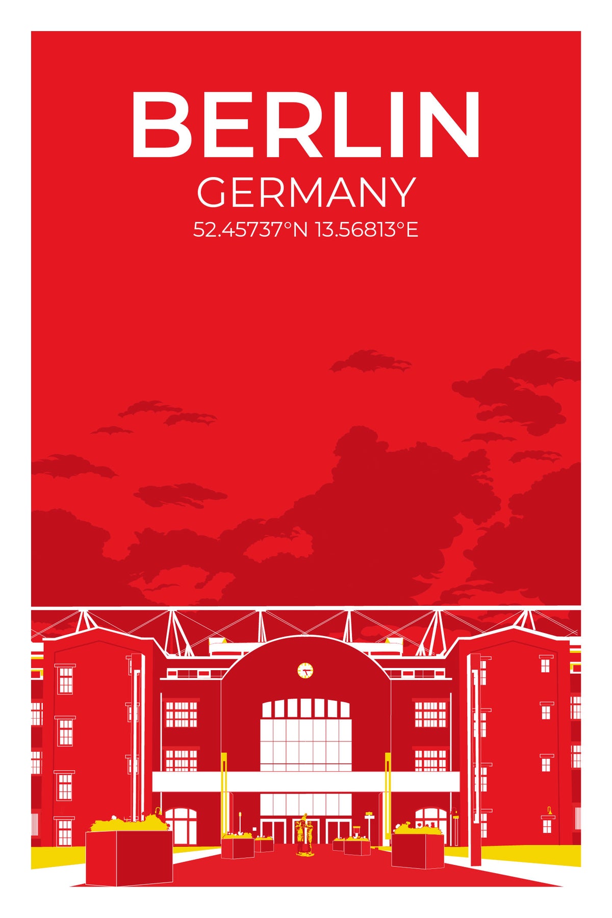 (B-Ware) Stadion Illustration Berlin 75x50 cm ohne Rahmen