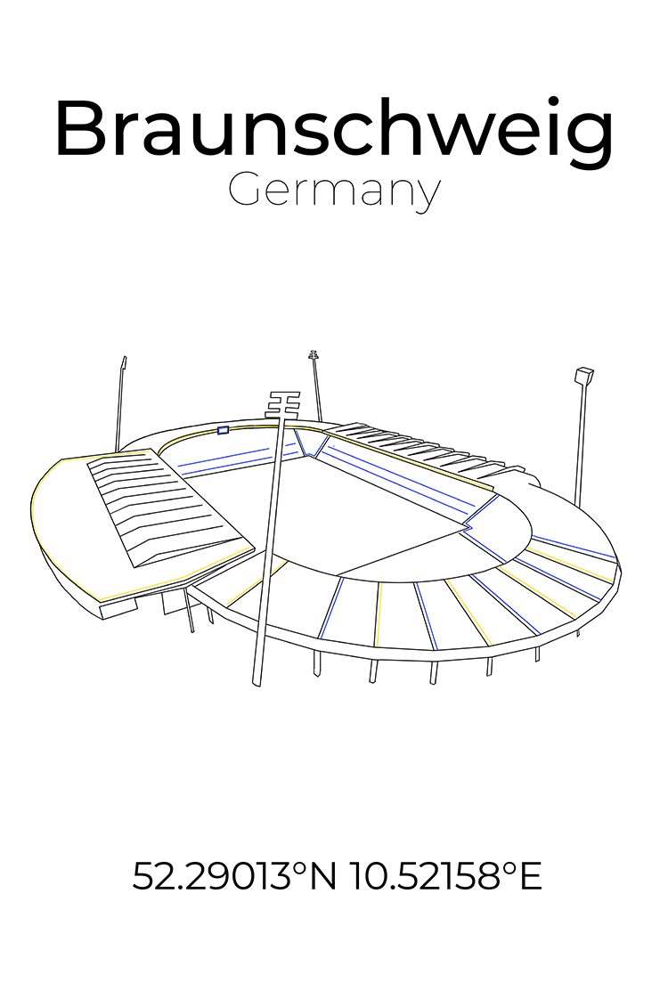Stadion Poster Braunschweig, Line Art Print