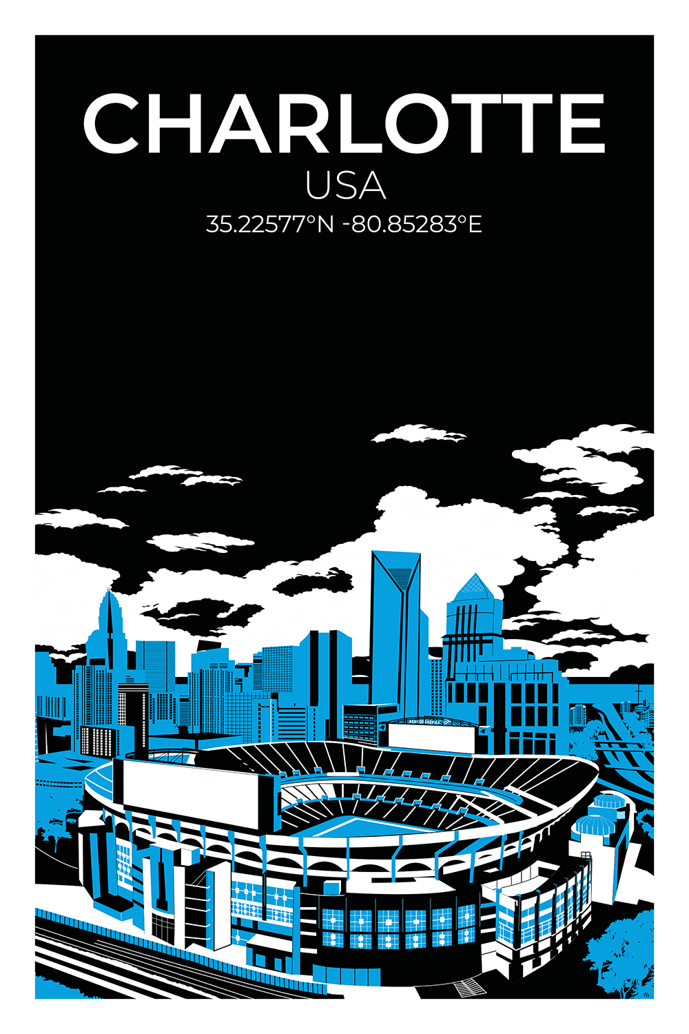 Stadion Illustration Poster Charlotte
