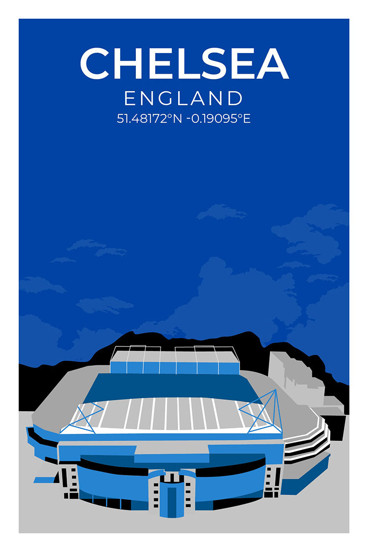 (B-Ware) Stadion Illustration Chelsea 50x75 cm ohne Rahmen