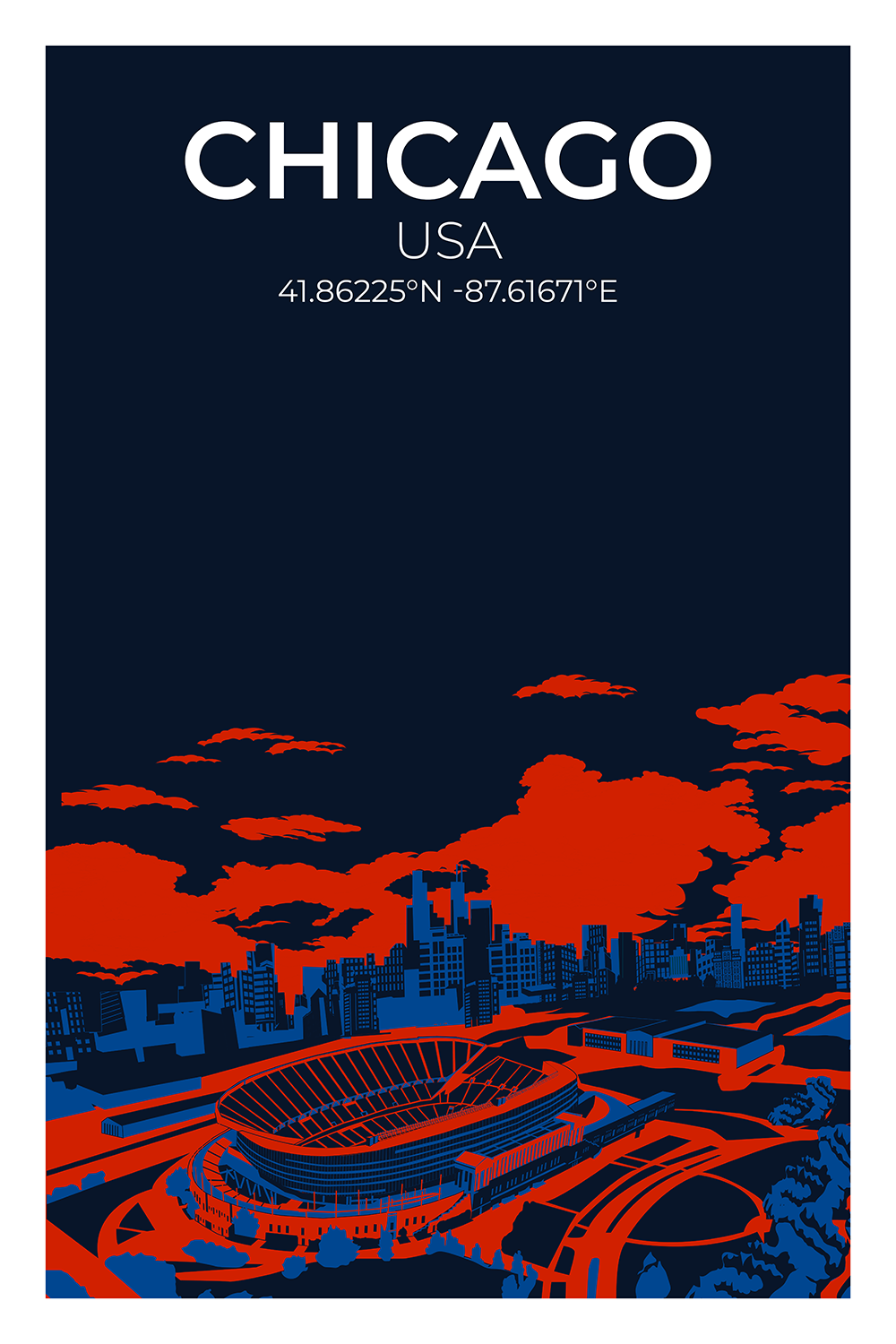 Stadion Illustration Poster Chicago