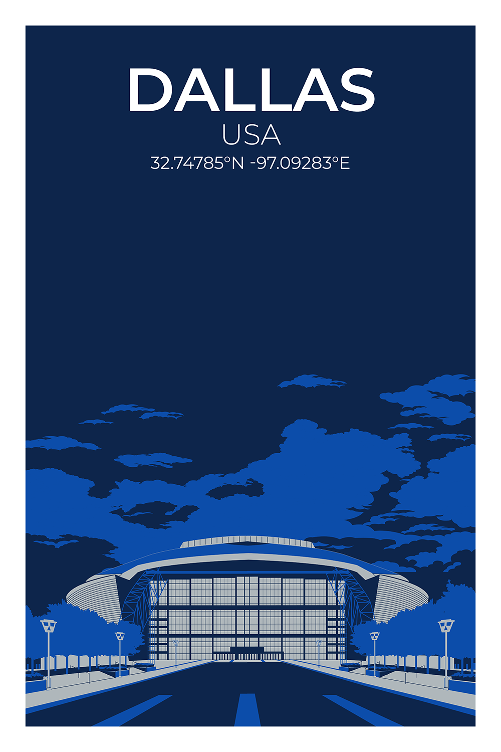 Stadion Illustration Poster Dallas
