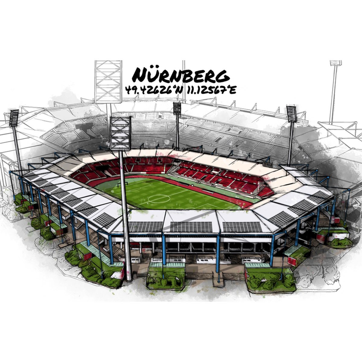Stadion Poster Nürnberg Art Print