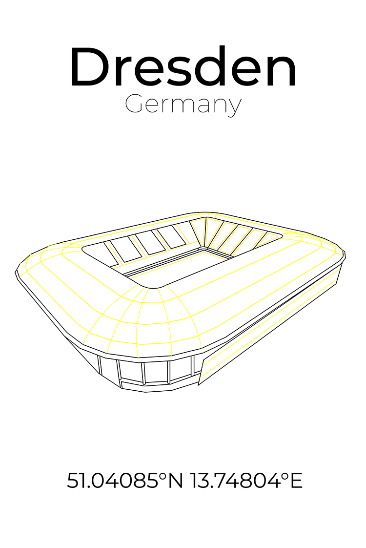 Stadion Poster Dresden, Line Art Print