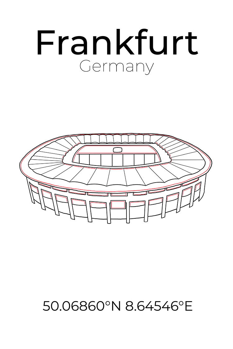 (B-Ware) Stadion Line Art Print Frankfurt 35x40 cm ohne Rahmen