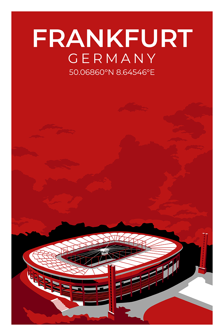 (B-Ware) Stadion Illustration Frankfurt 60x40 cm ohne Rahmen