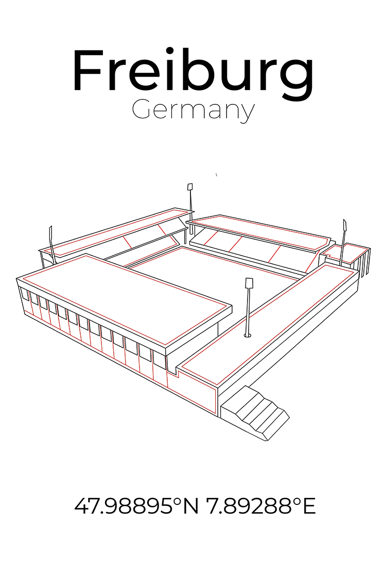 Stadion Poster Freiburg - "Altes" Stadion, Line Art Print