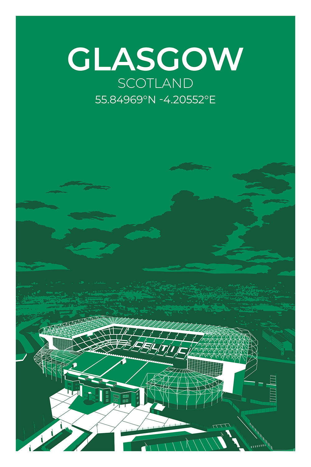 Stadion Illustration Poster Glasgow