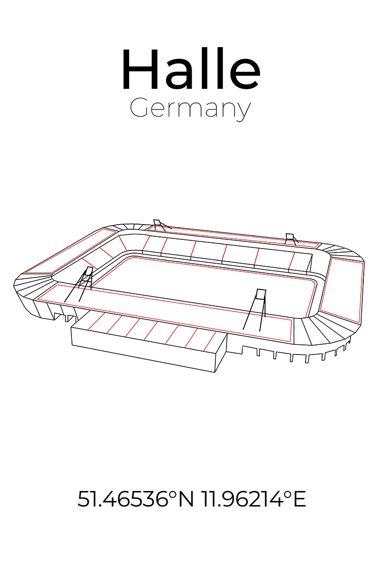 Stadion Poster Halle, Line Art Print