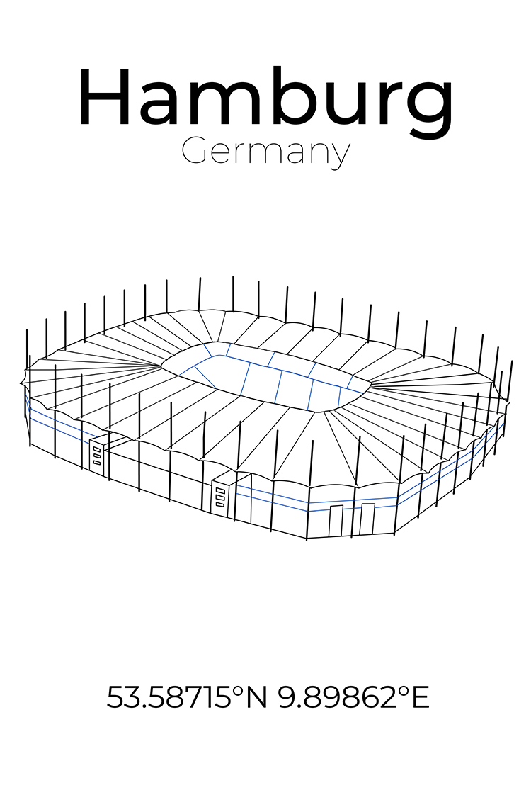 Stadion Poster Hamburg, Line Art Print