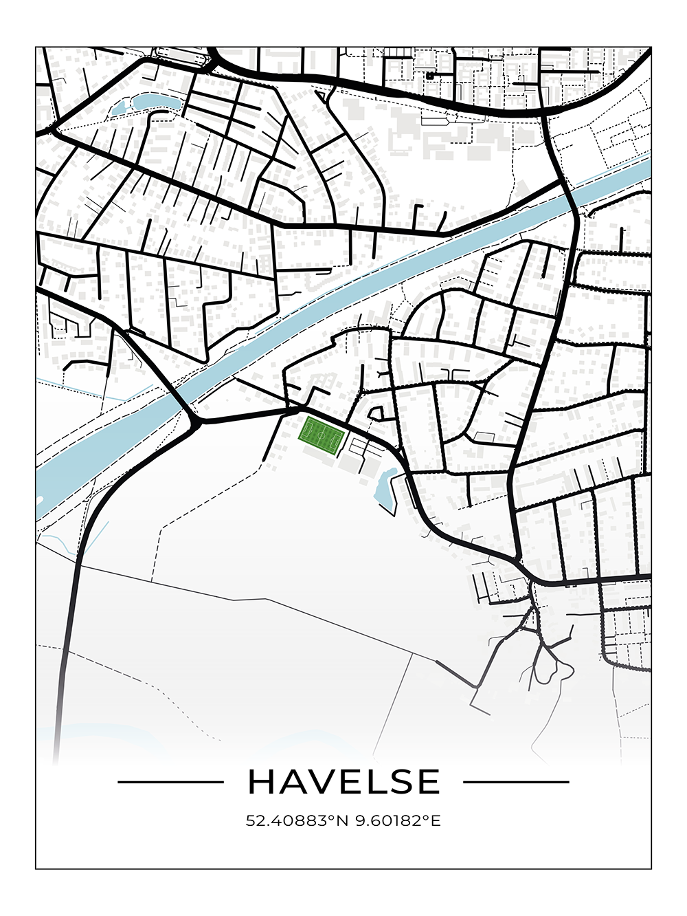 Stadion Poster Havelse, Fußball Karte, Fußball Poster