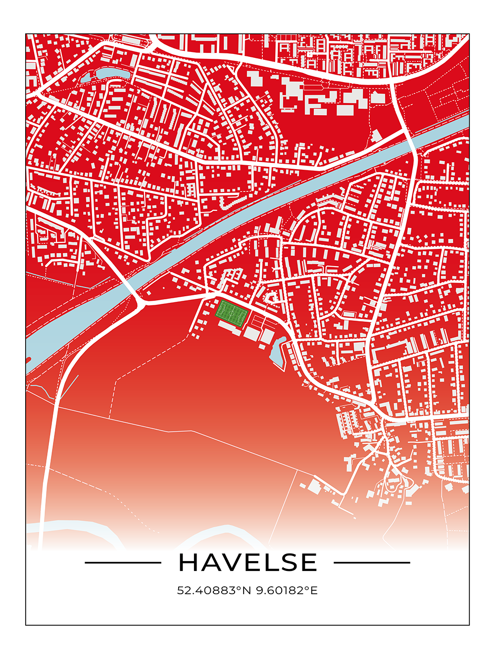Stadion Poster Havelse, Fußball Karte, Fußball Poster