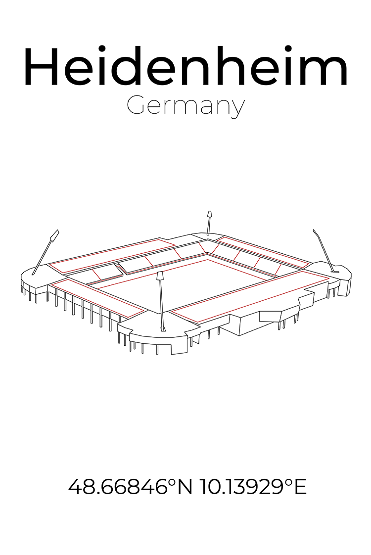 Stadion Poster Heidenheim, Line Art Print