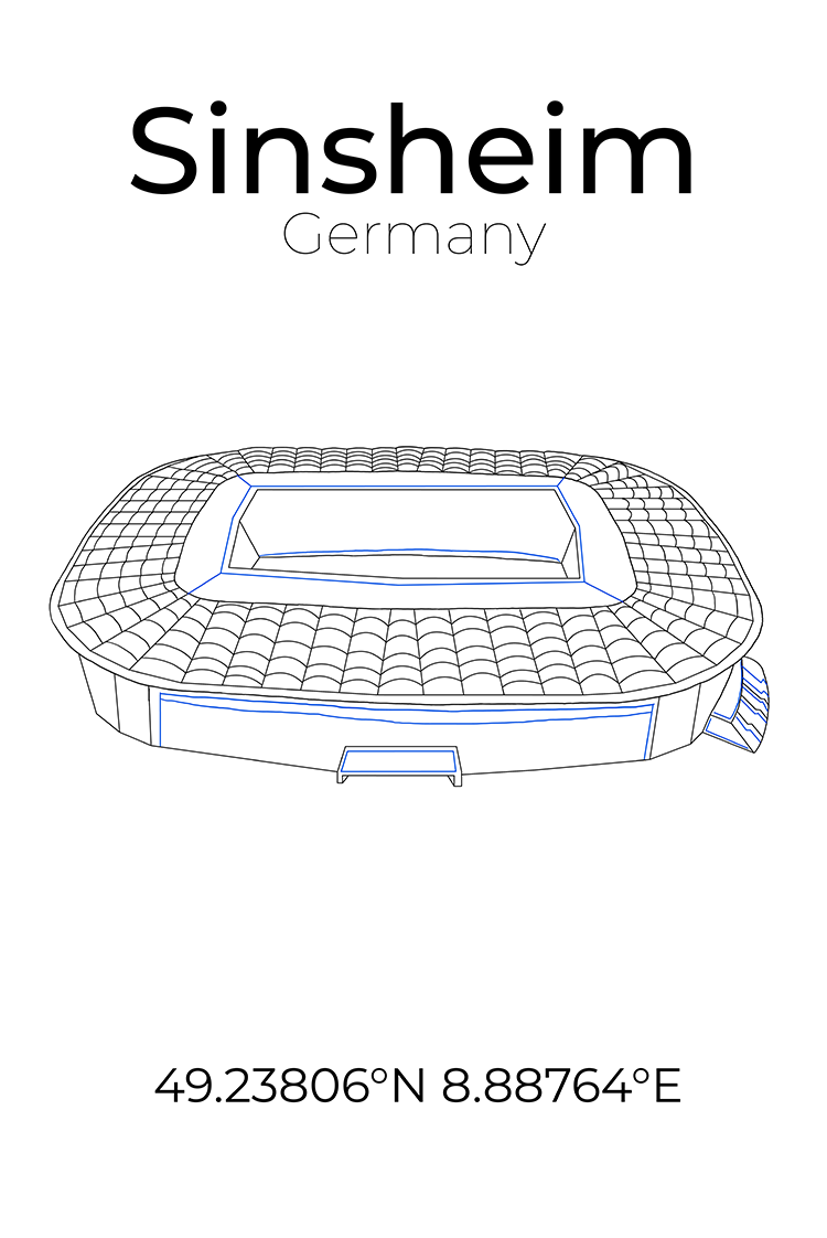Stadion Poster Sinsheim, Line Art Print