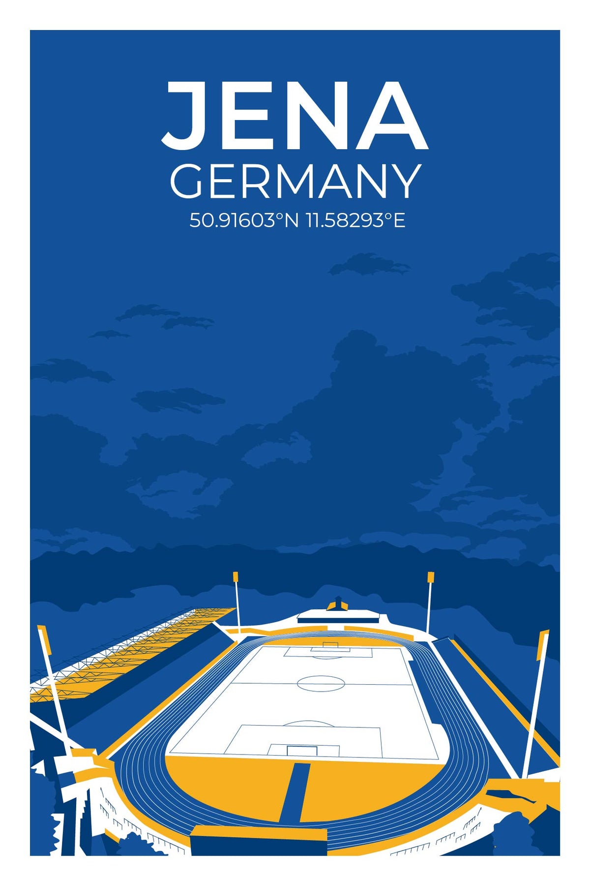 Stadion Illustration Poster Jena - Altes Stadion
