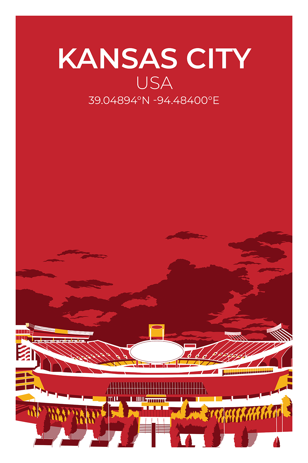 Stadion Illustration Poster Kansas City