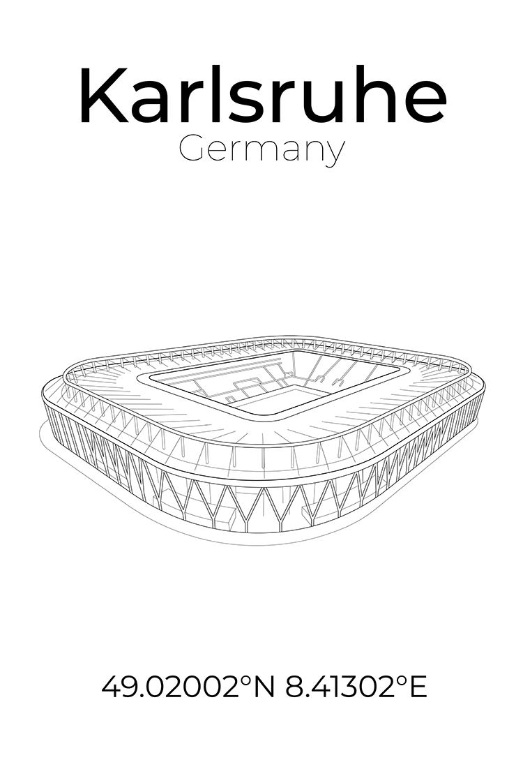 Stadion Poster Karlsruhe, Line Art Print