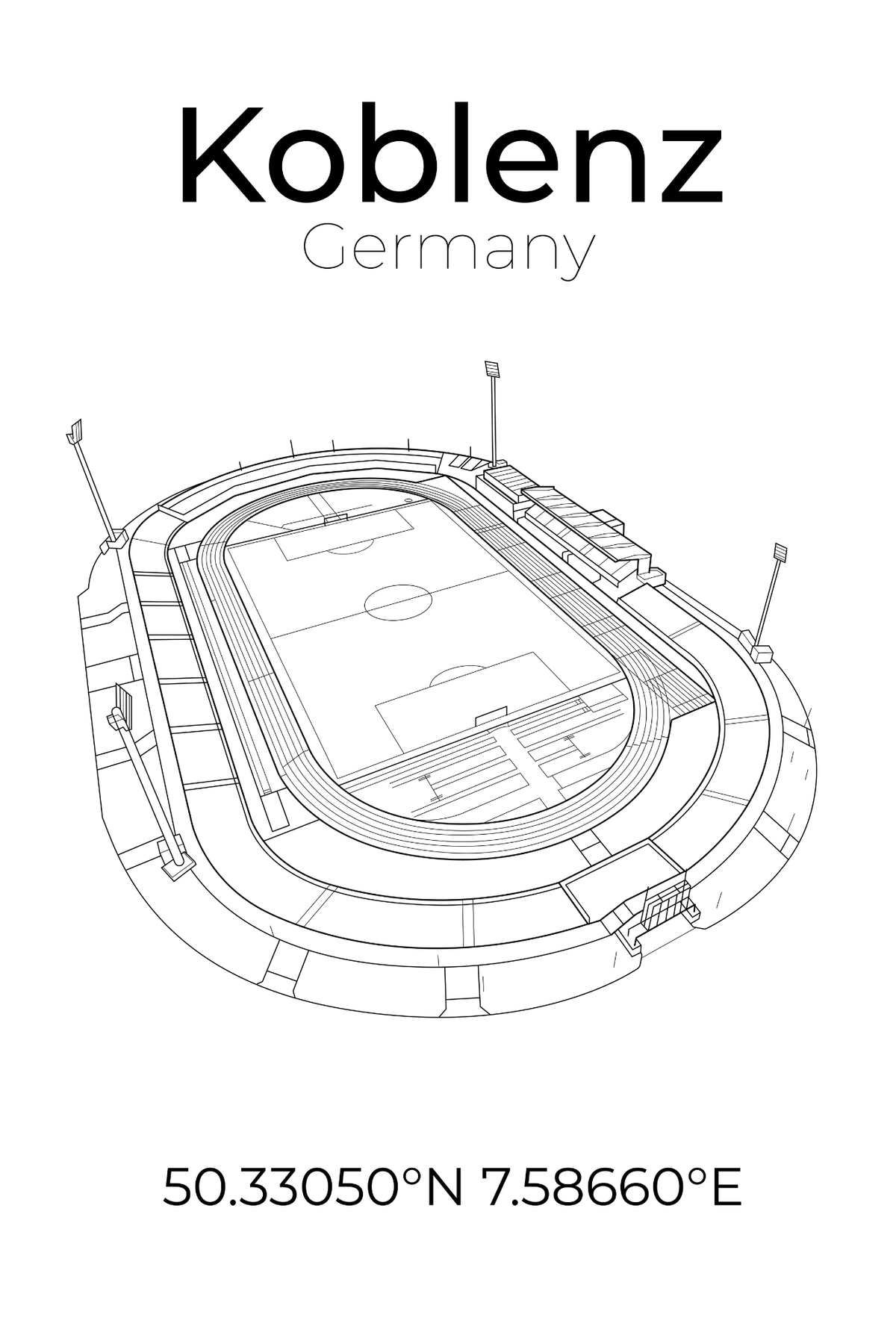 Stadion Line Art Print Koblenz