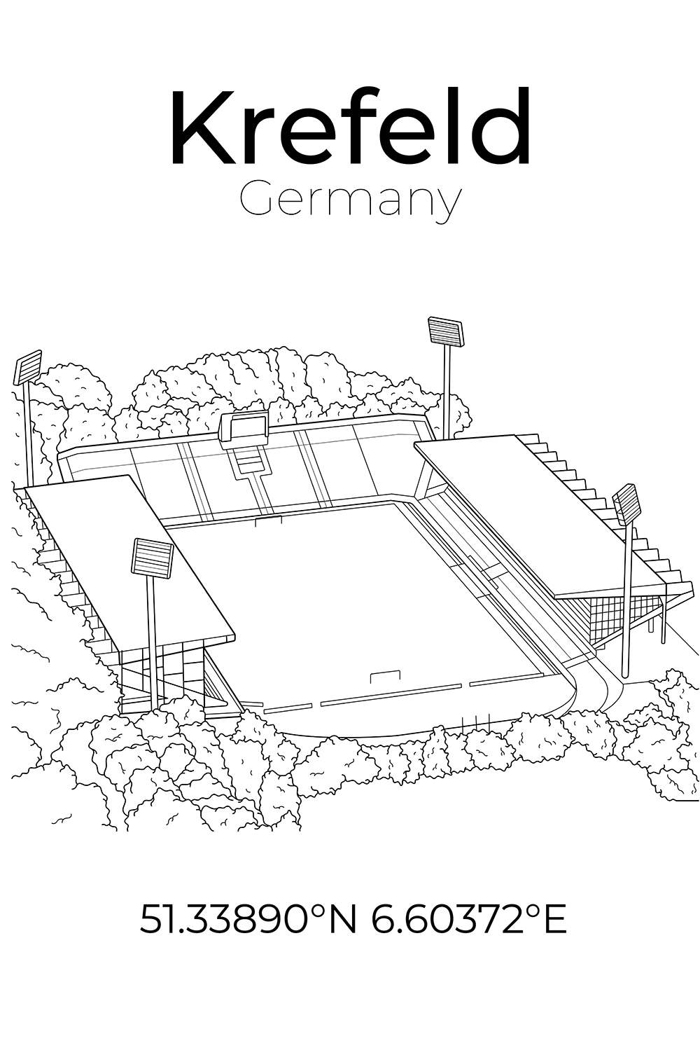 Stadion Line Art Print Uerdingen