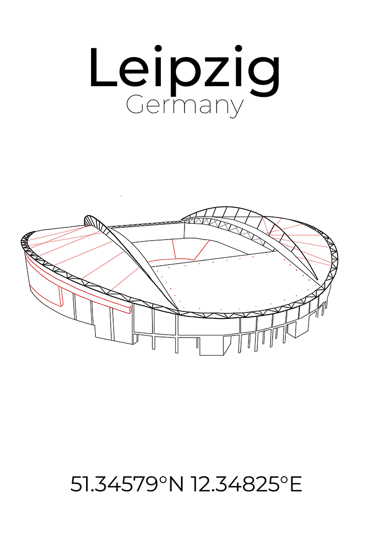 Stadion Poster Leipzig, Line Art Print