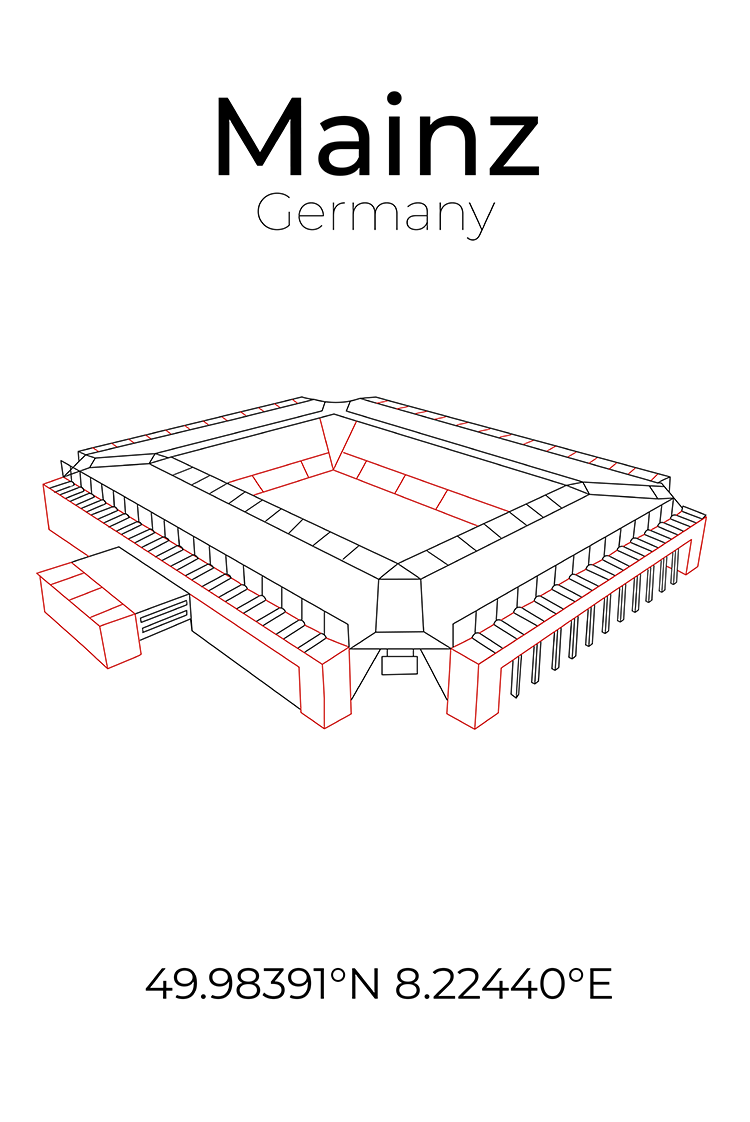 Stadion Poster Mainz, Line Art Print