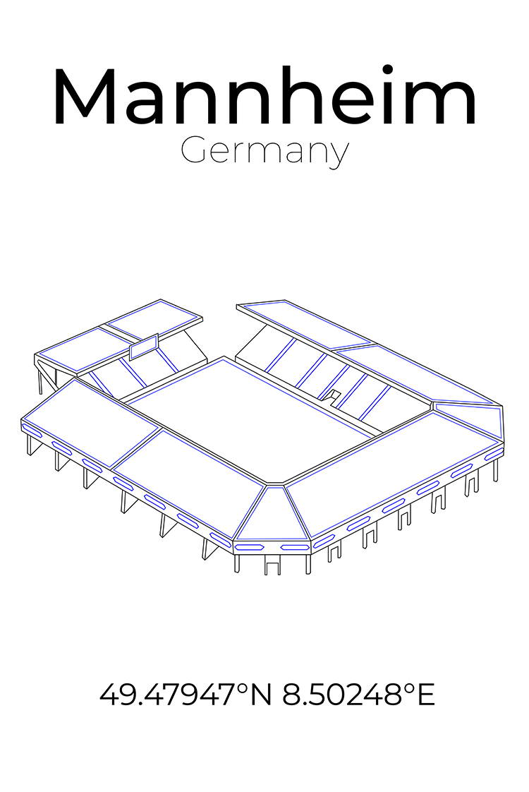 Stadion Poster Mannheim, Line Art Print