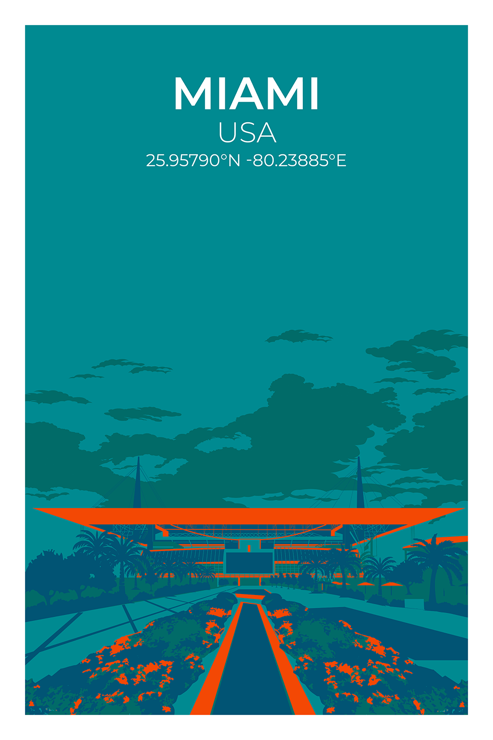 Stadion Illustration Poster Miami