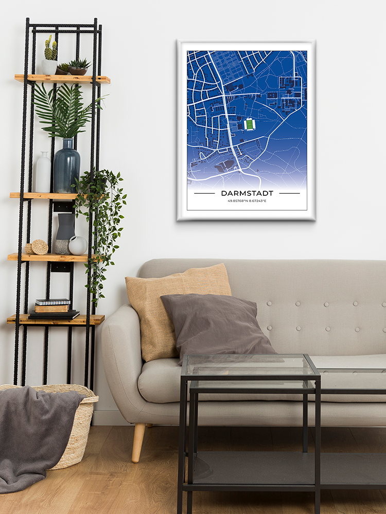 Stadion Poster Darmstadt, Fußball Karte, Fußball Poster