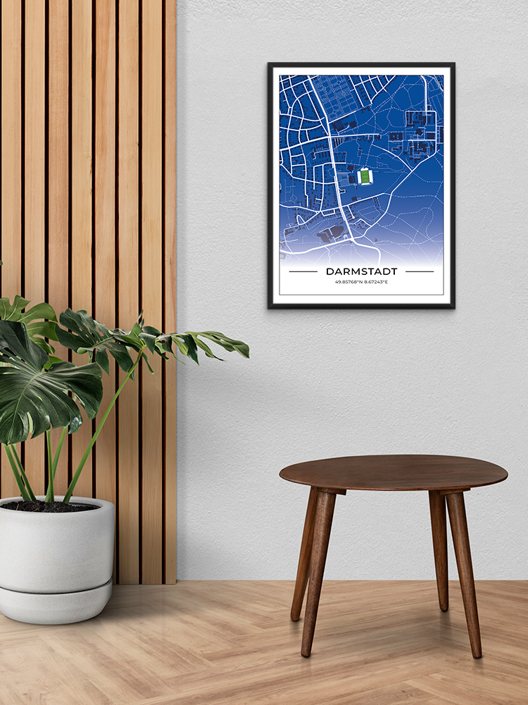 Stadion Poster Darmstadt, Fußball Karte, Fußball Poster