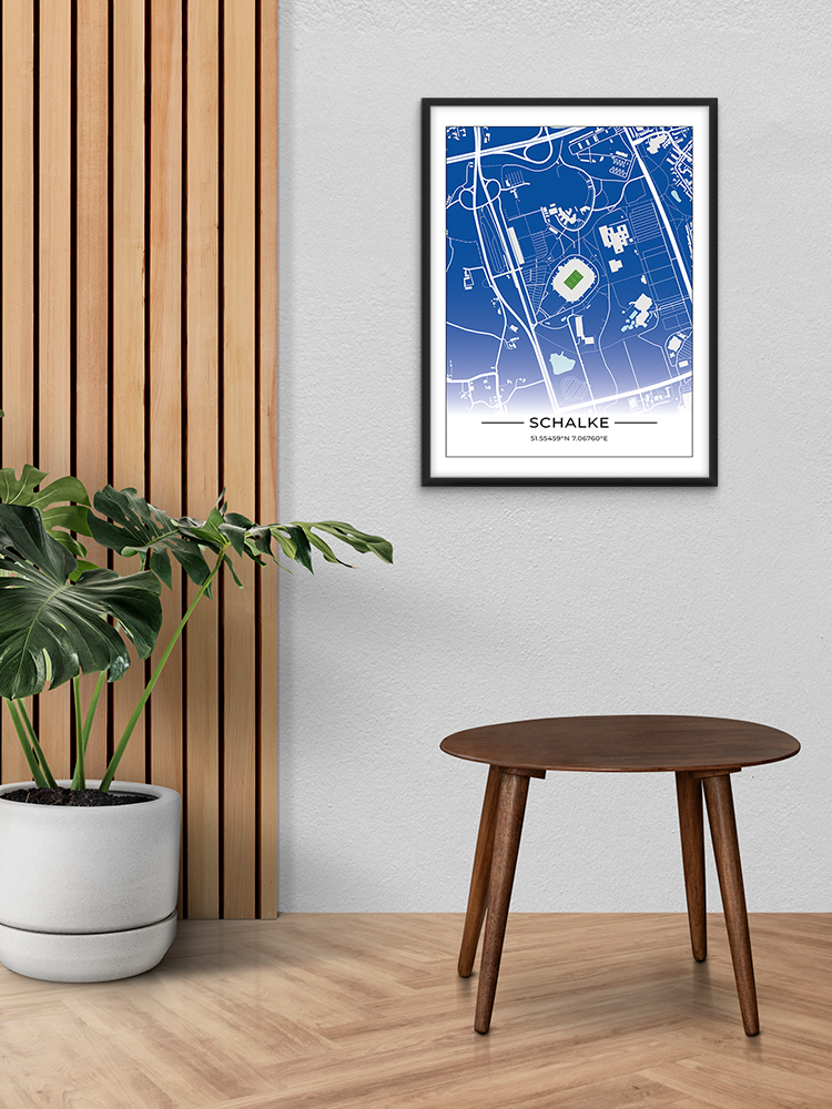 Stadion Poster Gelsenkirchen, Fußball Karte Schalke, Fußball Poster