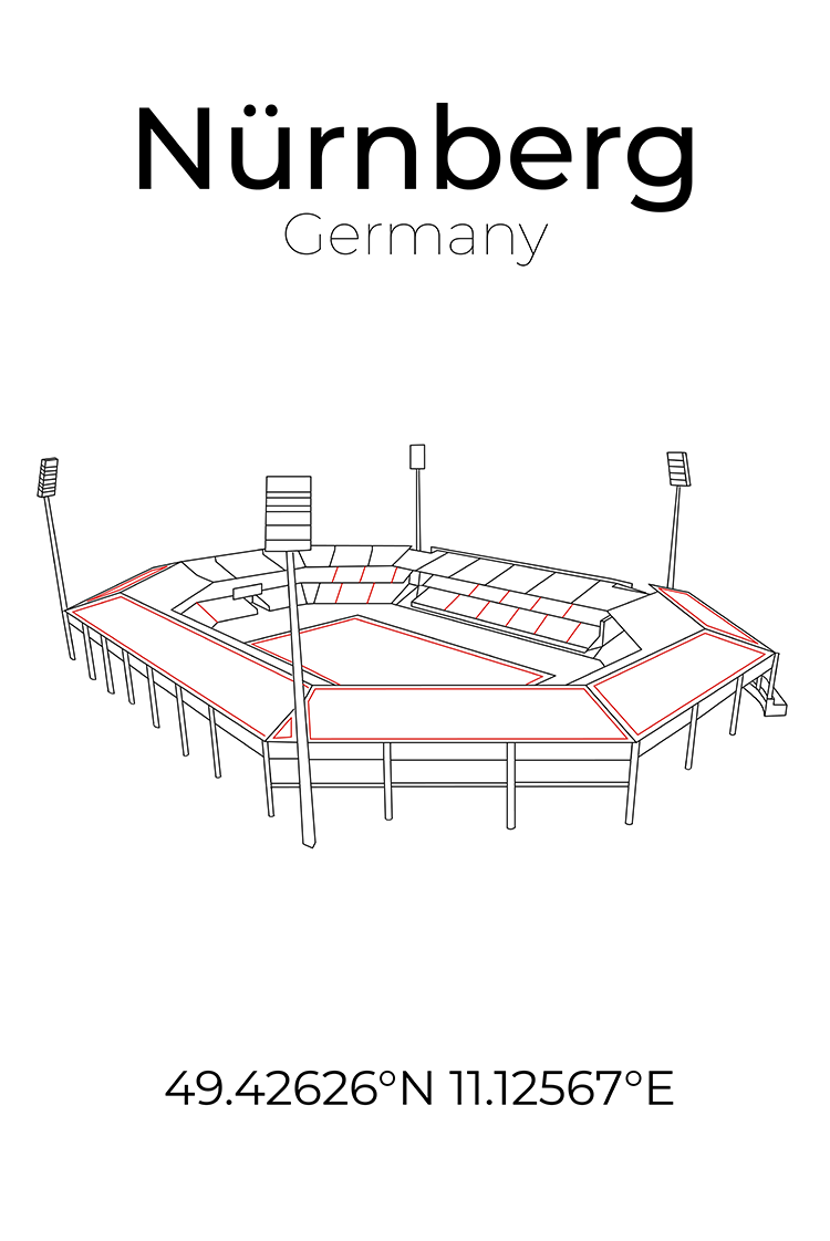 Stadion Poster Nürnberg, Line Art Print