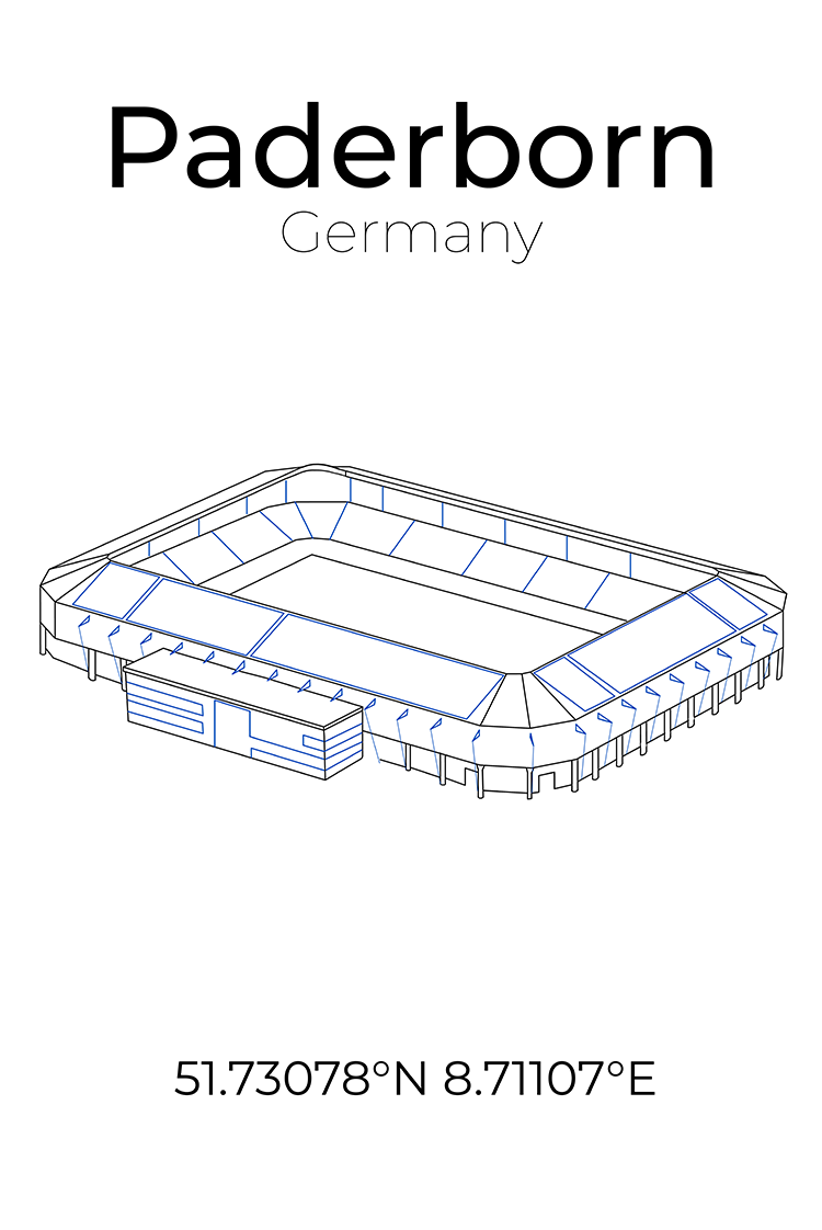 Stadion Poster Paderborn, Line Art Print