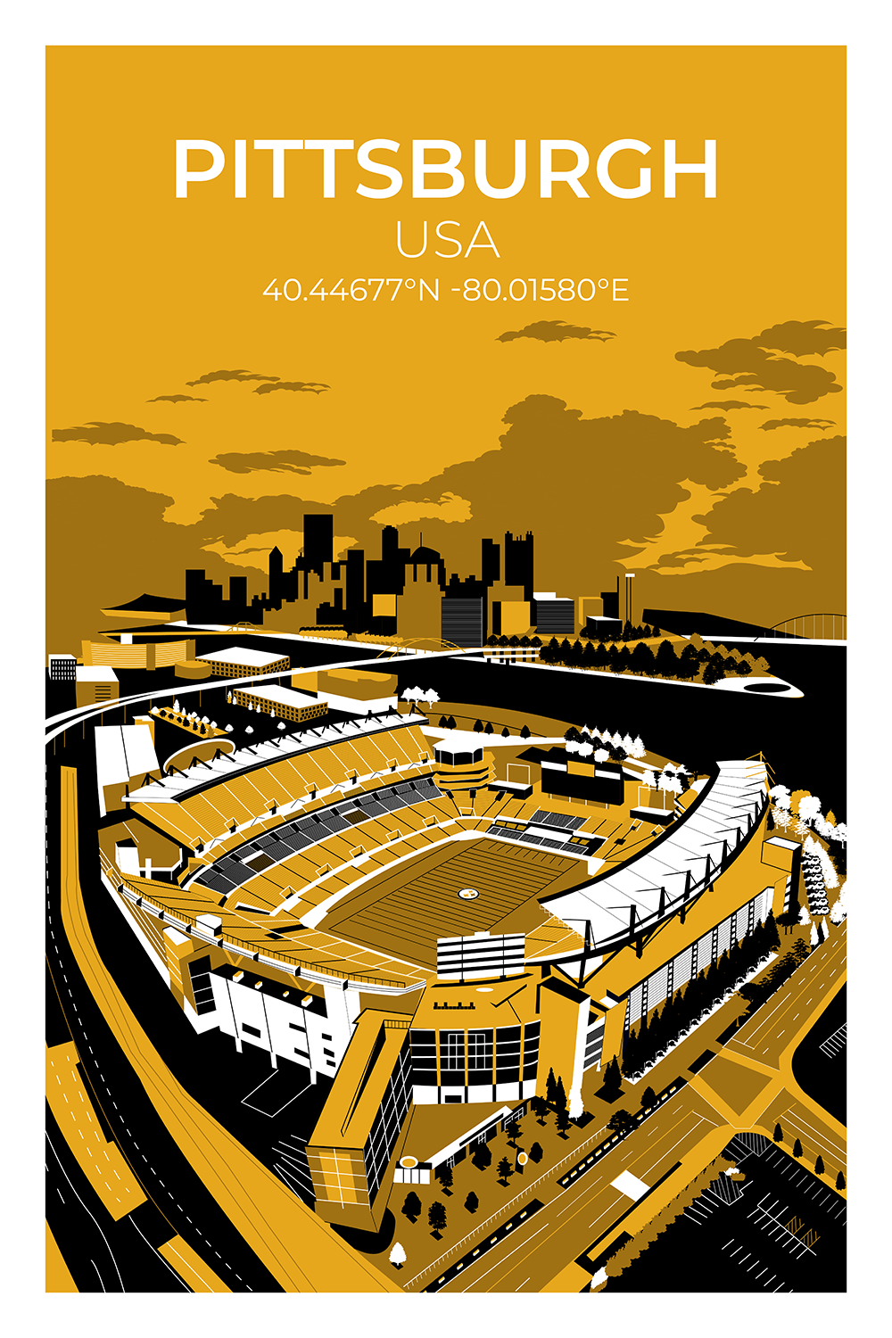Stadion Illustration Poster Pittsburgh