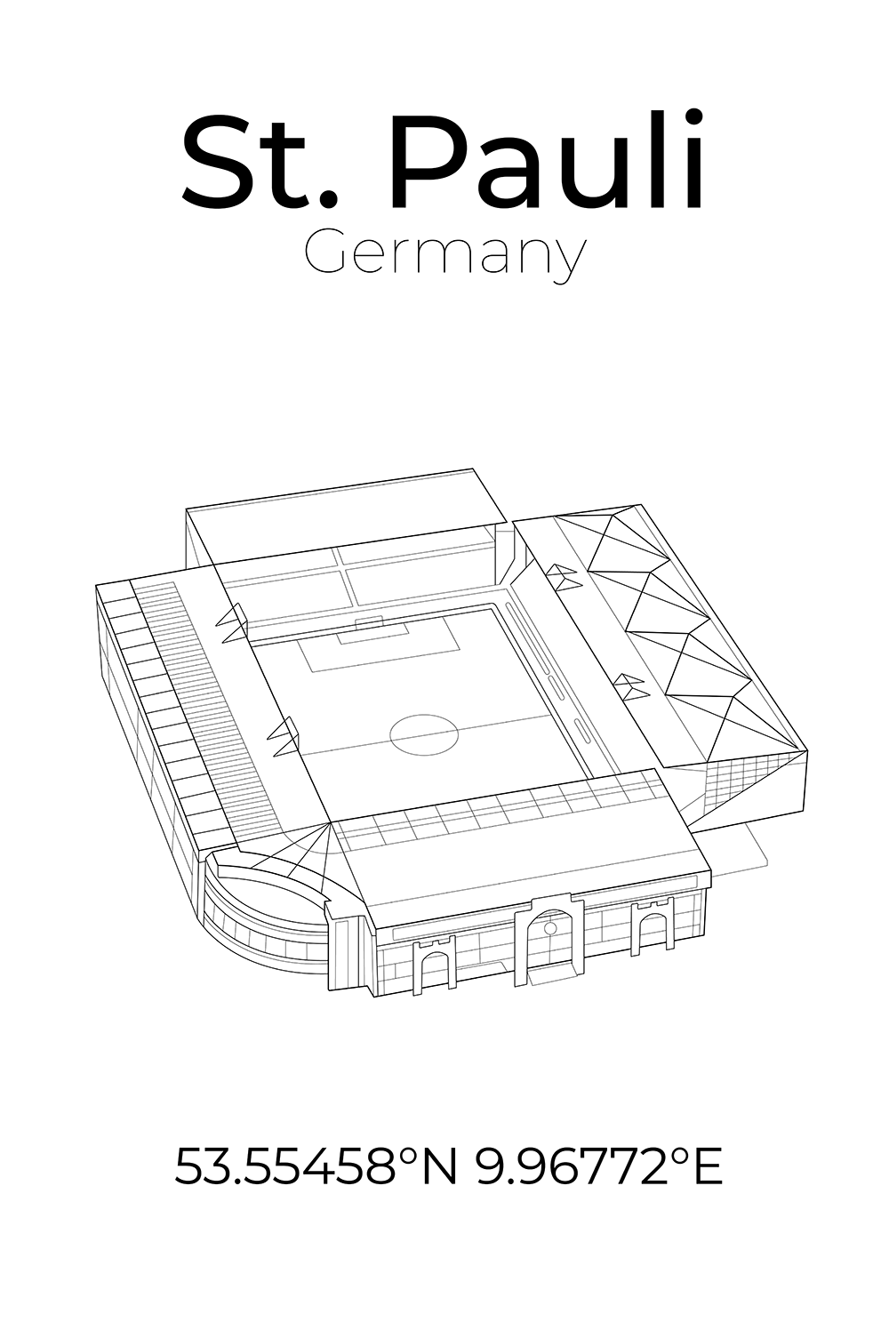 Stadion Poster St. Pauli, Line Art Print
