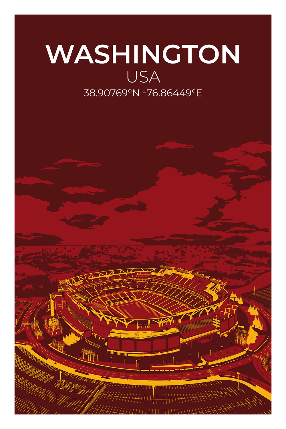 Stadion Illustration Poster Washington