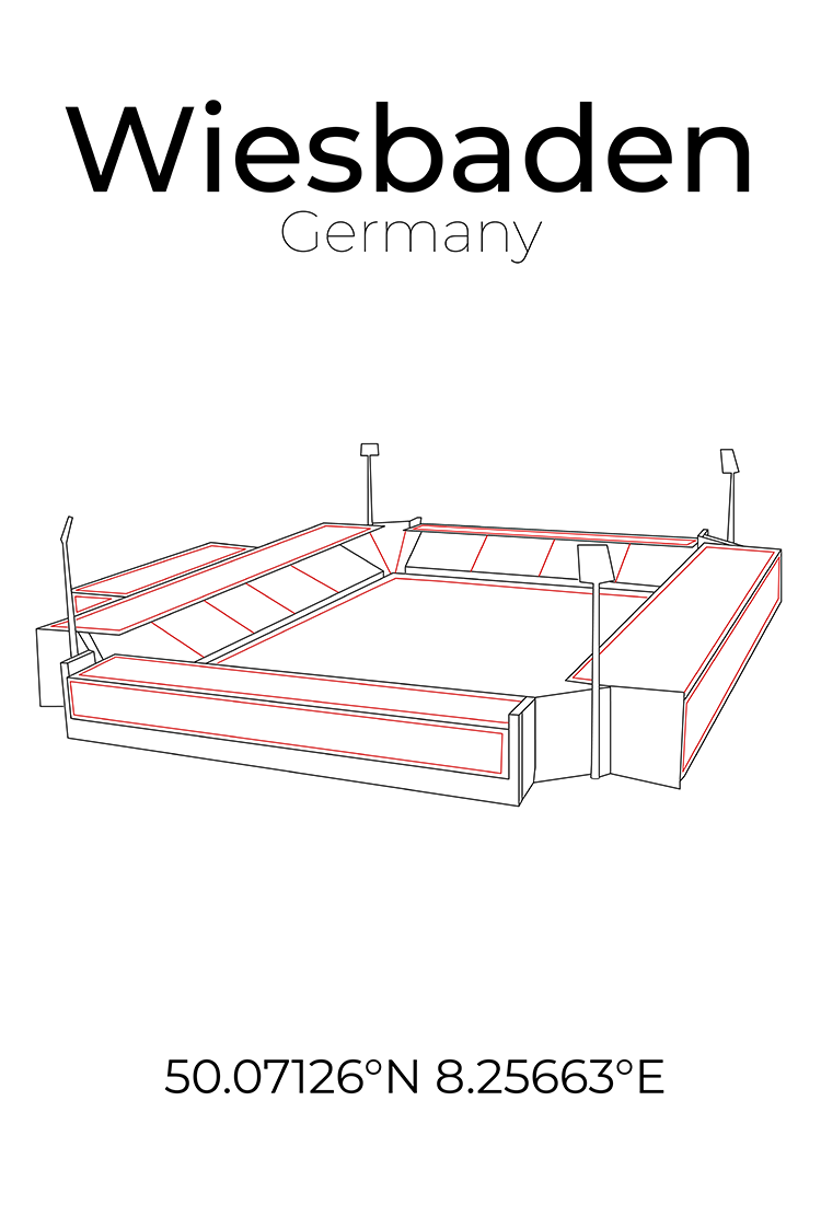 Stadion Poster Wiesbaden, Line Art Print