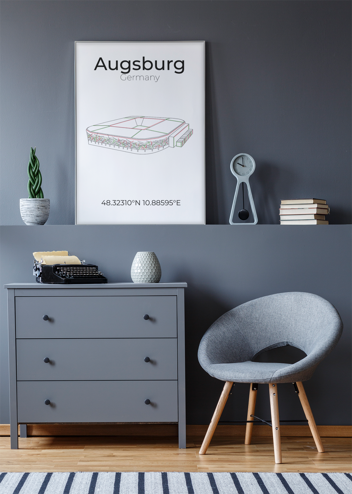 Stadion Poster Augsburg, Line Art Print