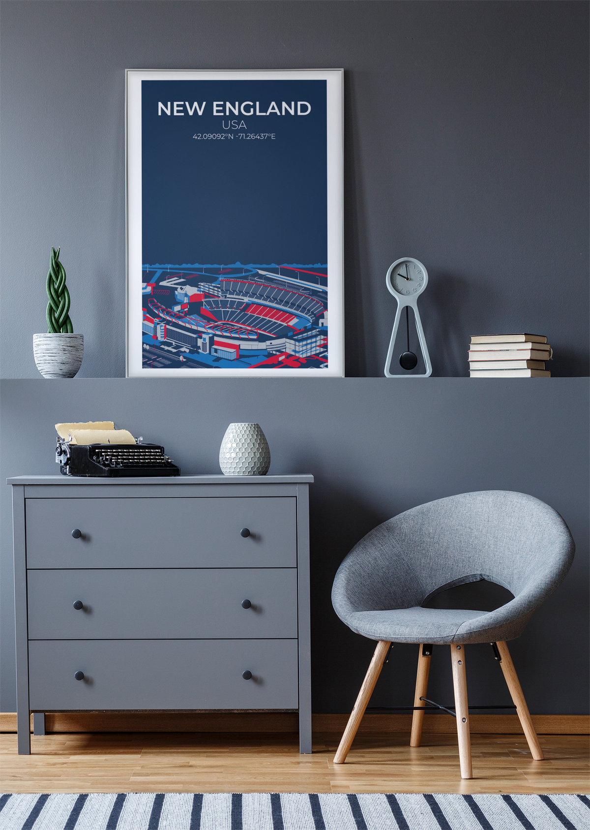 Stadion Illustration Poster New England