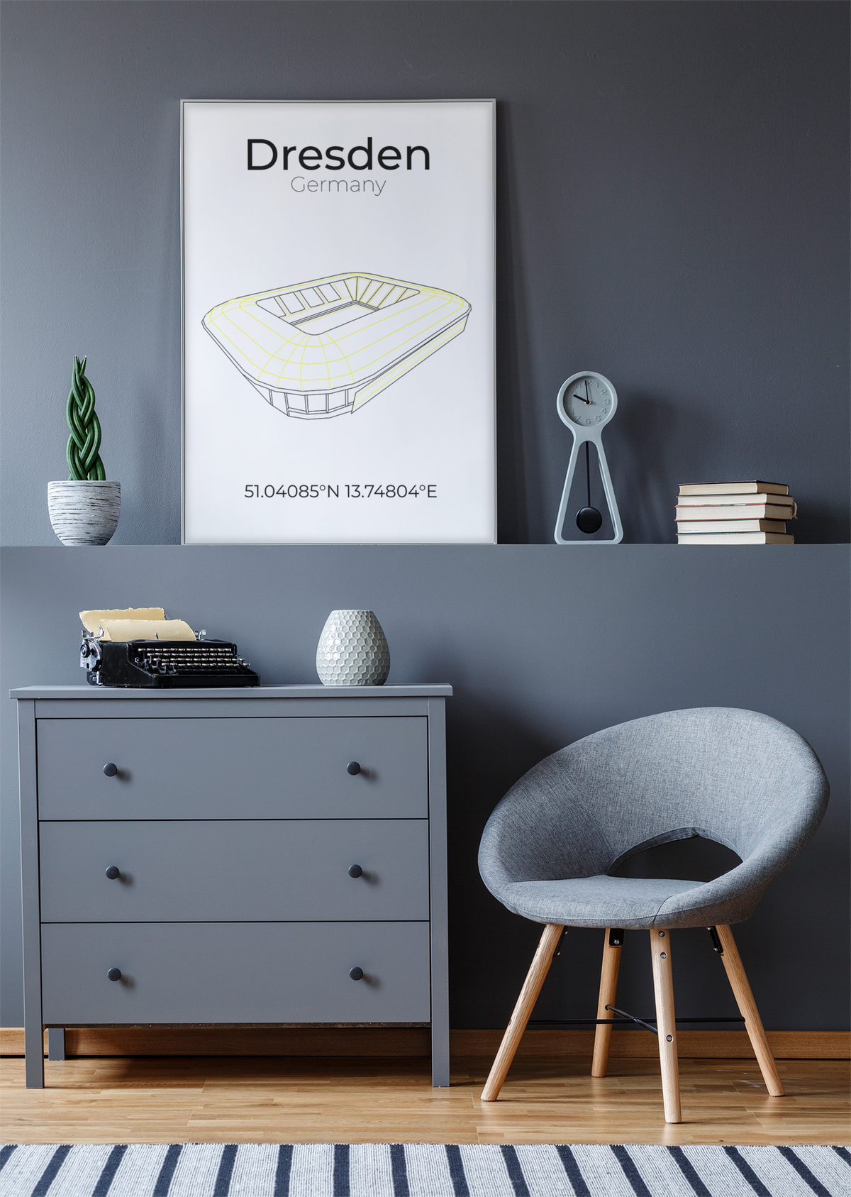 Stadion Poster Dresden, Line Art Print