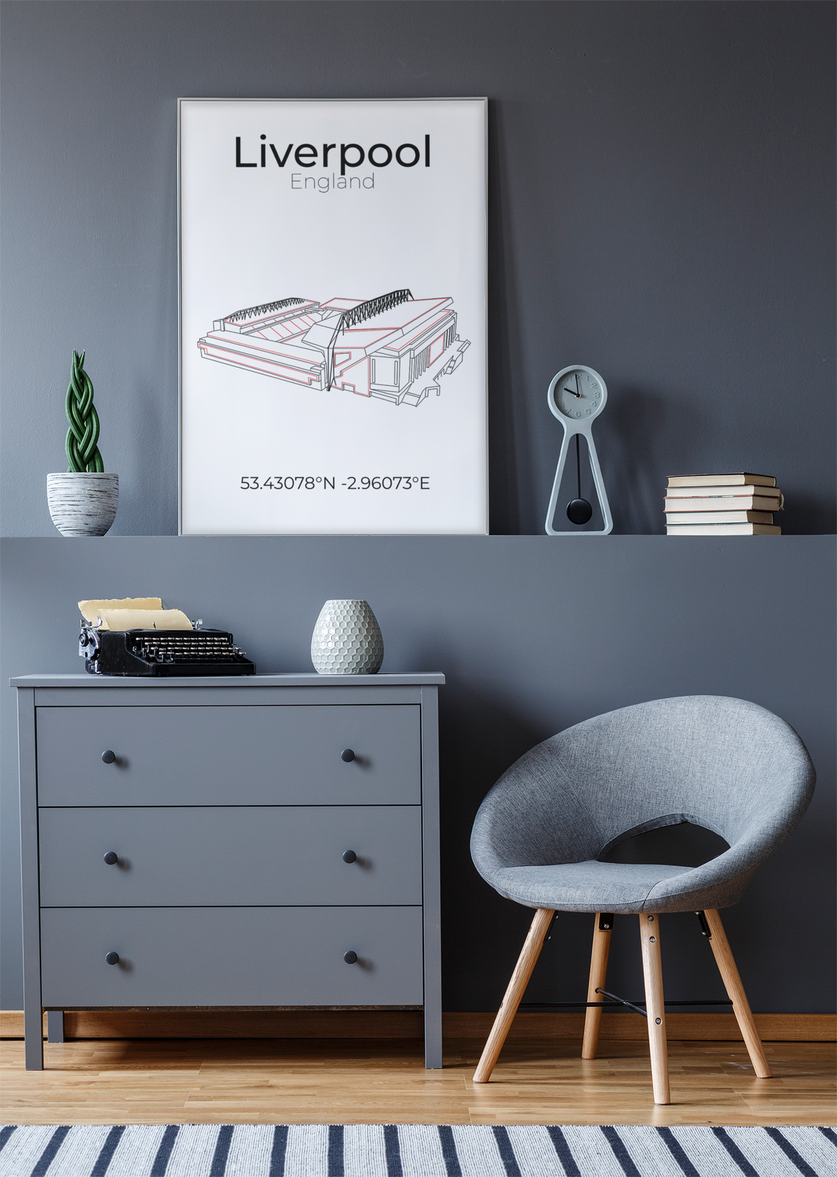 Stadion Poster Liverpool, Line Art Print