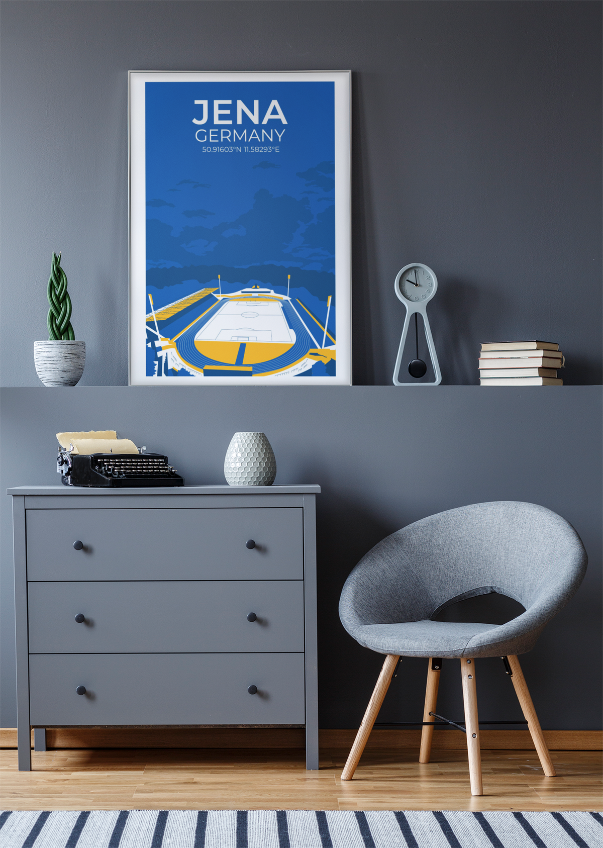 Stadion Illustration Poster Jena - Altes Stadion
