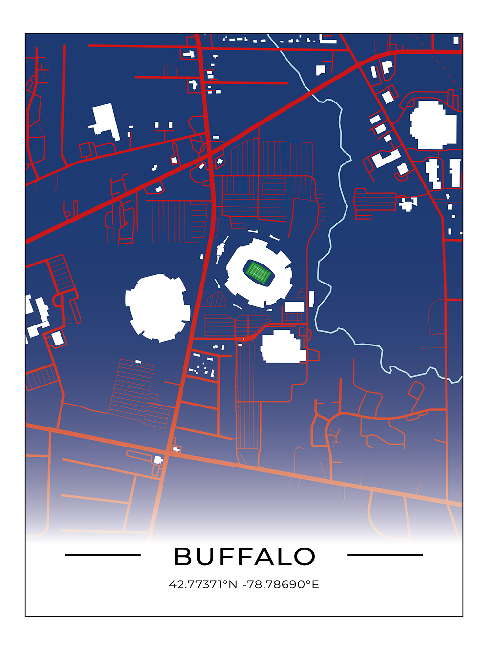 Football Stadion Map Poster Buffalo