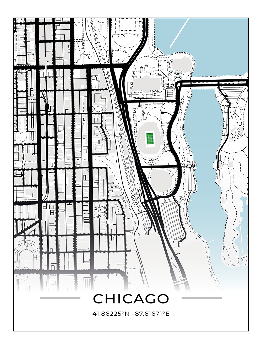 Football Stadion Map Poster Chicago