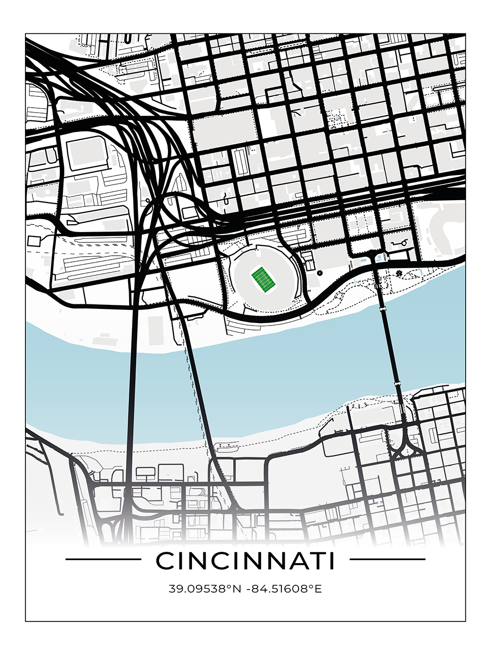 Football Stadion Map Poster Cincinnati