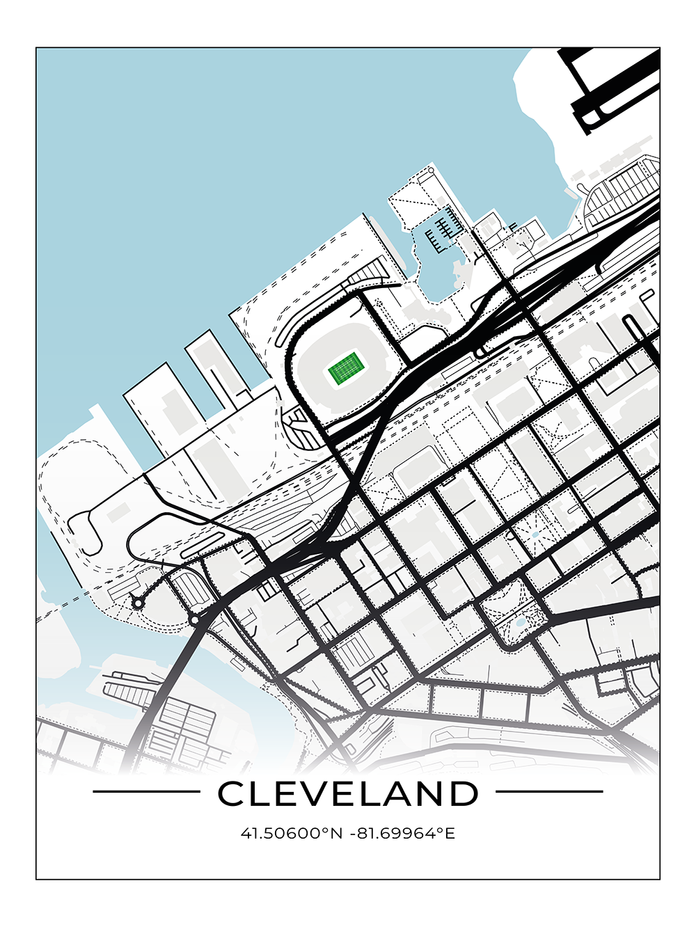 Football Stadion Map Poster Cleveland