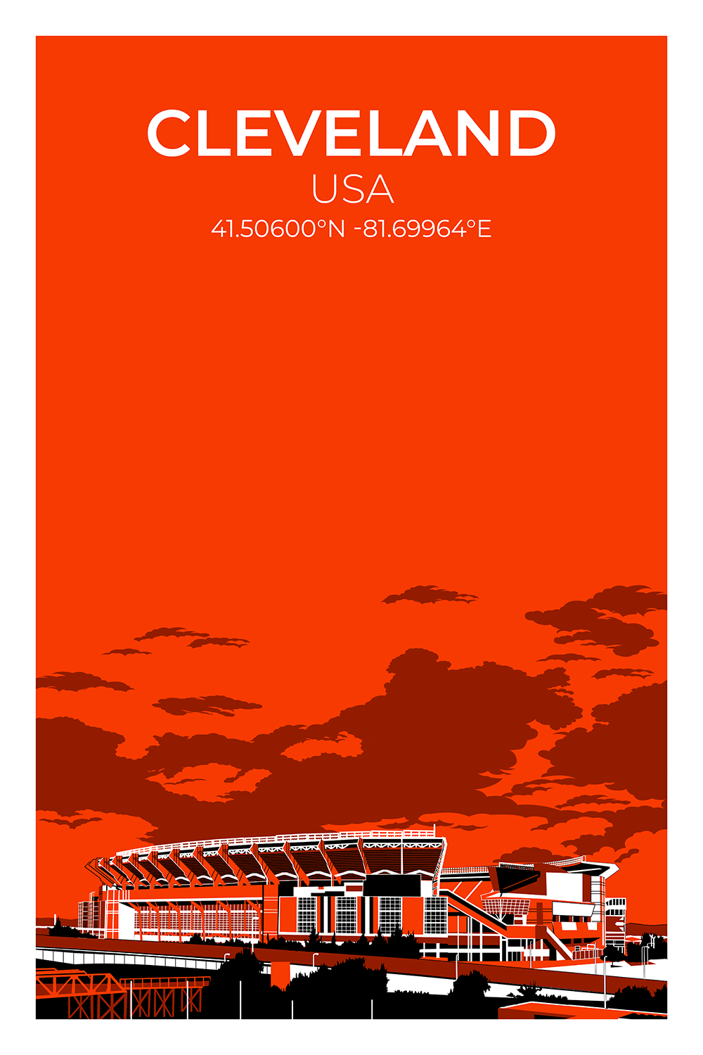 Stadion Illustration Poster Cleveland