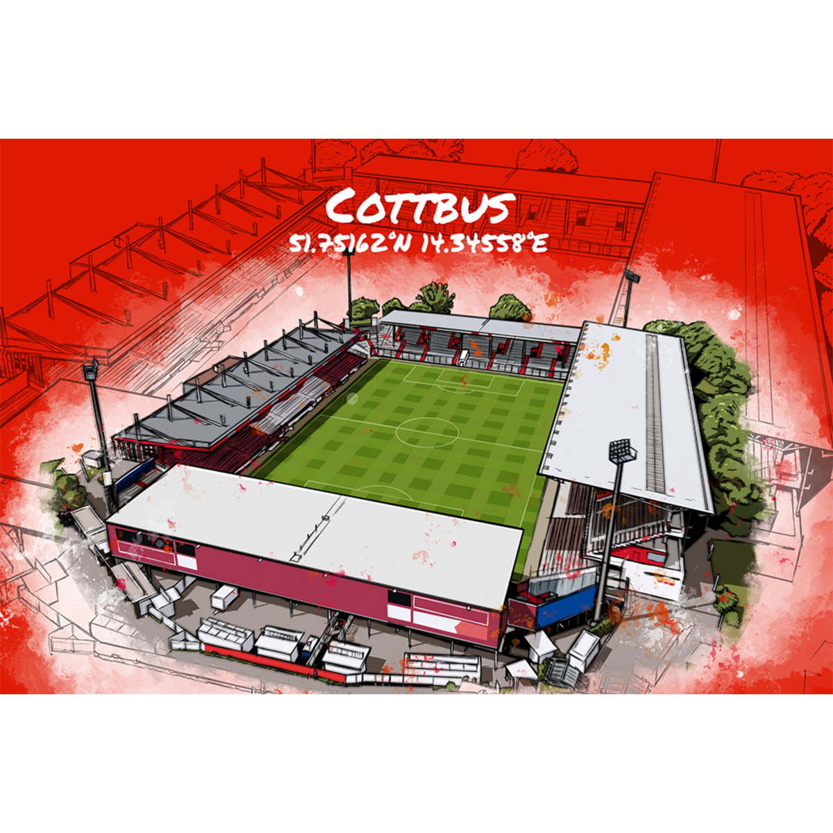 Stadion Poster Cottbus Art Print