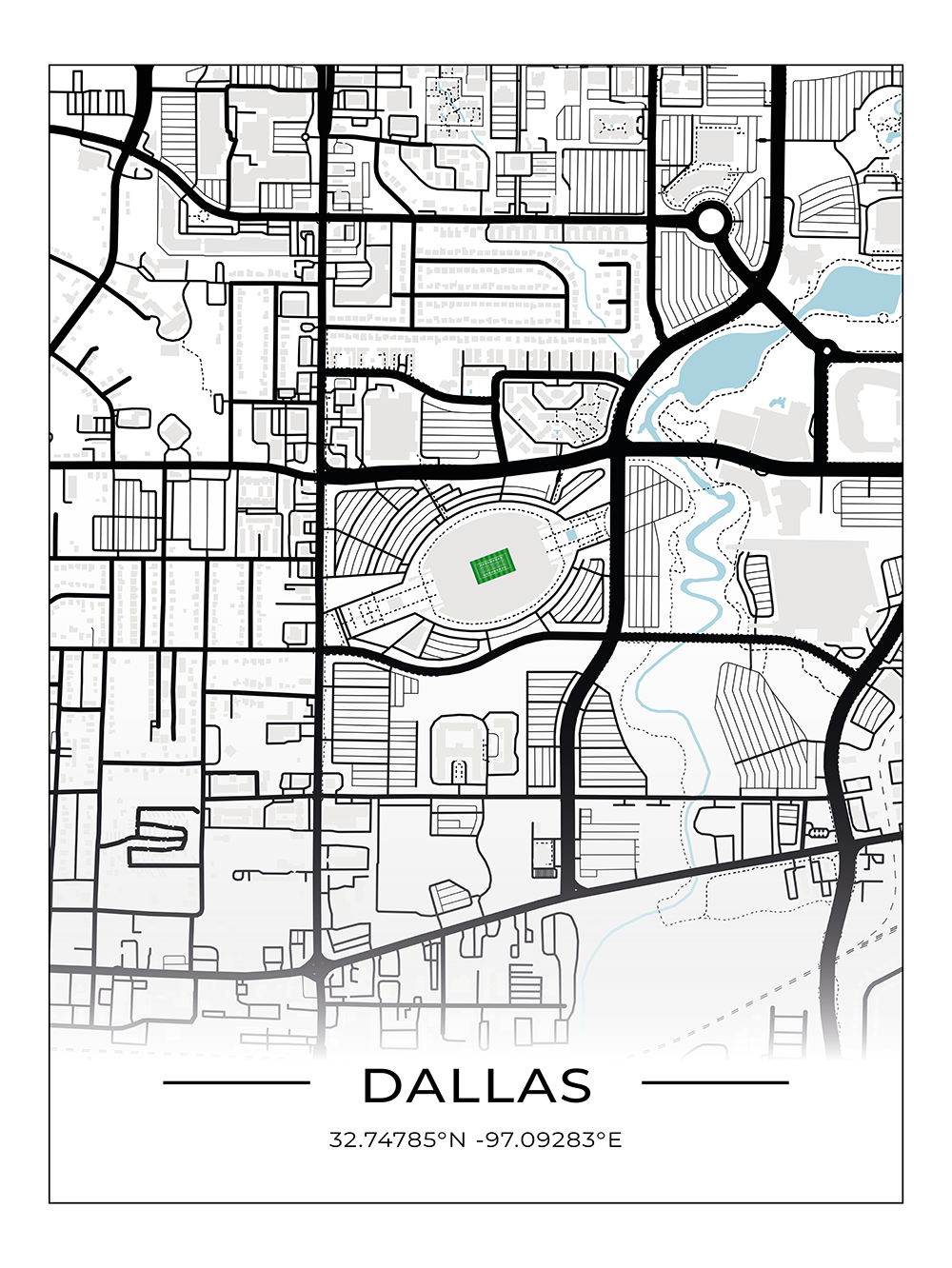 Football Stadion Map Poster Dallas